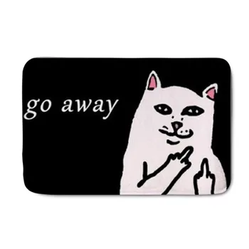 

Black Cartoon Animal Cat Go Away Print Entrance Doormat Flannel Home Decoration Non-slip Floor Mat Cat Door Mat Funny Outdoor