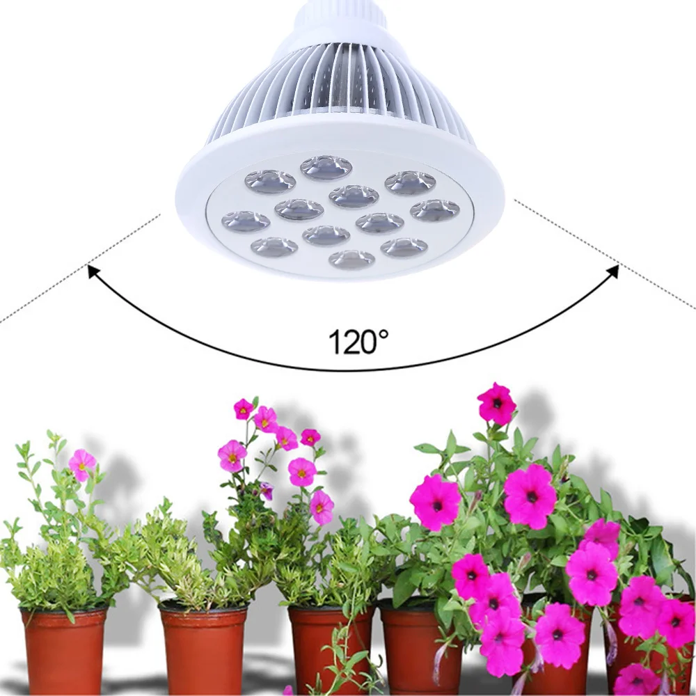 12 LEDs Grow Light AC85 265V Full Spectrum 12W E27 Indoor Hydroponics