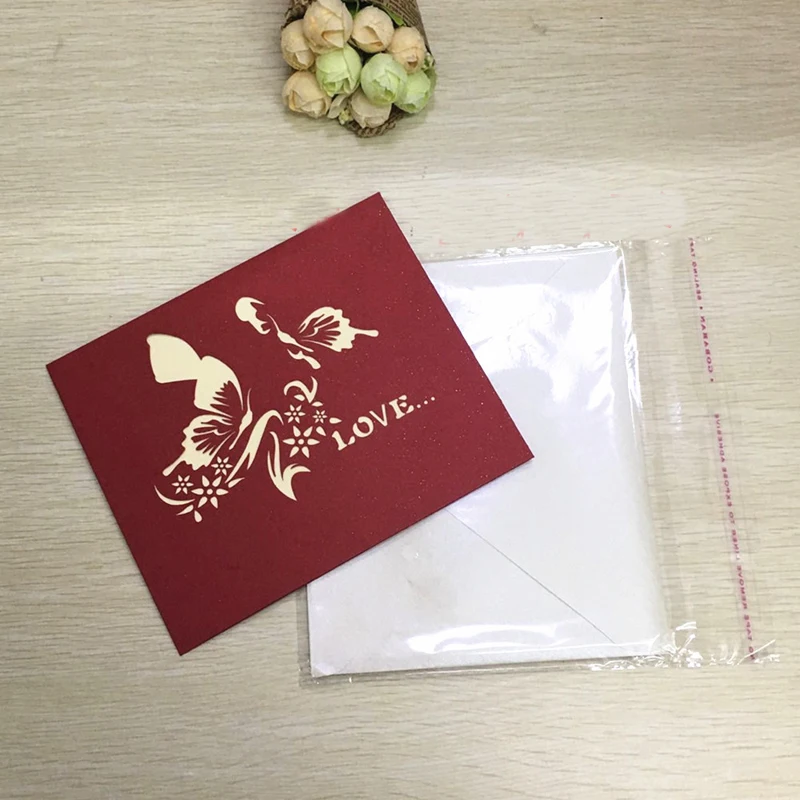 1pcs Angel Heart Laser Cut Paper Greeting 3D Pop Up Kirigami Card Wedding Invitation Birthday Valentine's Day Postcards Gifts