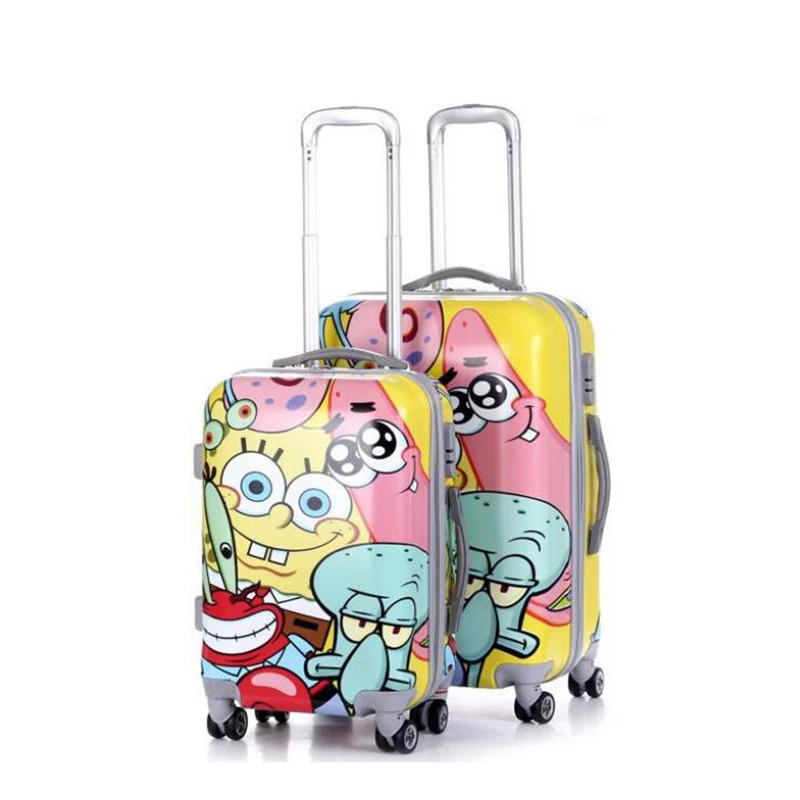 

CHENGZHI 20" inch kids spongebob trolley spinner suitcase carry on luggage for trip