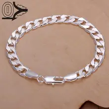 Новое поступление посеребренный браслет, свадебные ювелирные аксессуары, модные серебряные мужские 8 м боковые платформы браслеты браслет