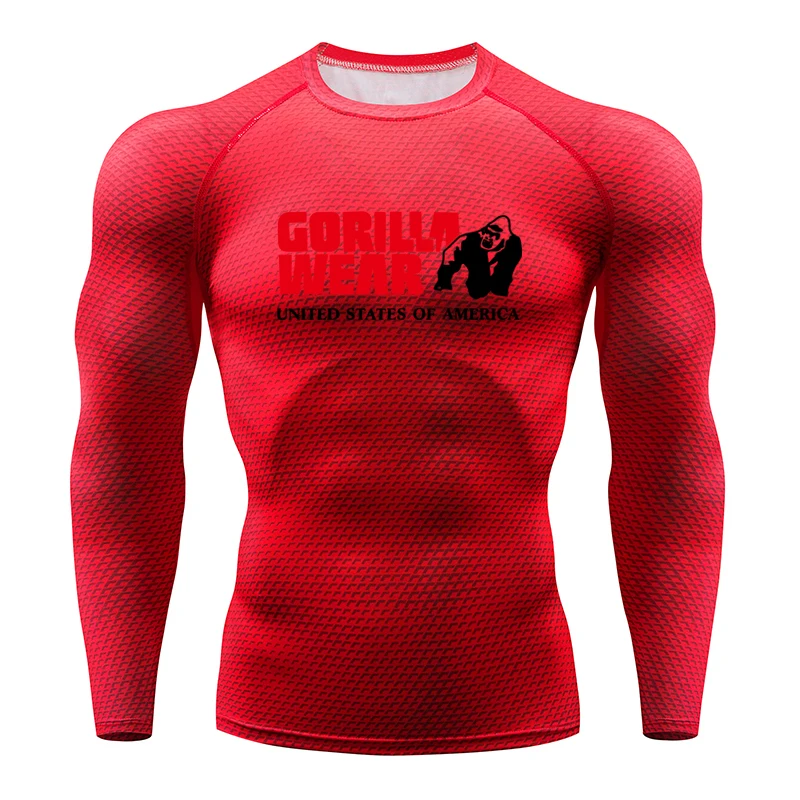 

Quickly Dry Breathable Sport Gym Golden gorilla skull Shirt Men Fitness Tights Running T-Shirt Demix Men'S Sportswear Rashgard