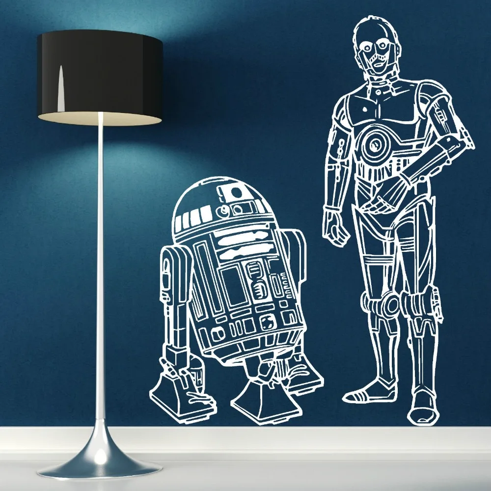 حرب النجوم R2D2 و C3PO Droids الثنائي مجموعة الفينيل ملصق فنون جدارية غرفة المعيشة منحني الفيلم جدار صائق DIY الديكور جدارية D-37 حرب النجوم R2D2 و C3PO Droids الثنائي مجموعة الفينيل ملصق فنون جدارية غرفة المعيشة منحني الفيلم جدار صائق DIY الديكور جدارية D-37