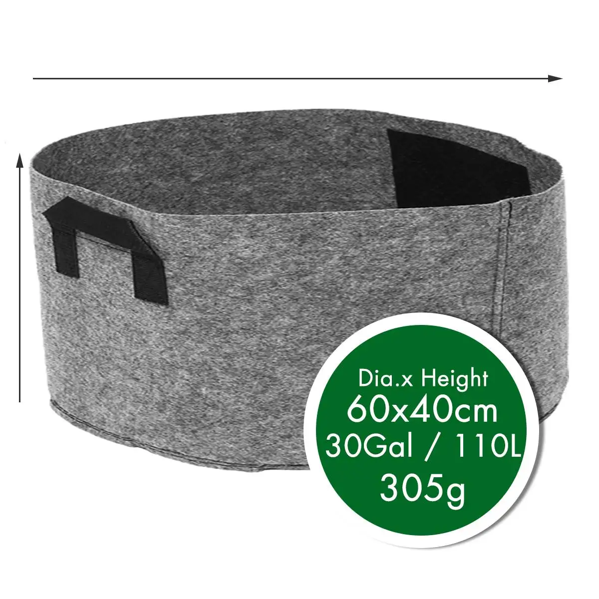 30gallon 60x40 Нетканый Войлок 1-30 галлонов ткань для выращивания сумки дышащие горшки для цветов корень мешок контейнер завод умные горшки с ручками сад Су - Цвет: 30gallon 60x40