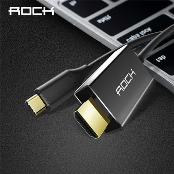 

4K HD Mirroring USB Type C to HDMI Convertor Cable, ROCK USB Type C to HDMI Adapter Cable for Macbook/Huawei/Samsung Connector