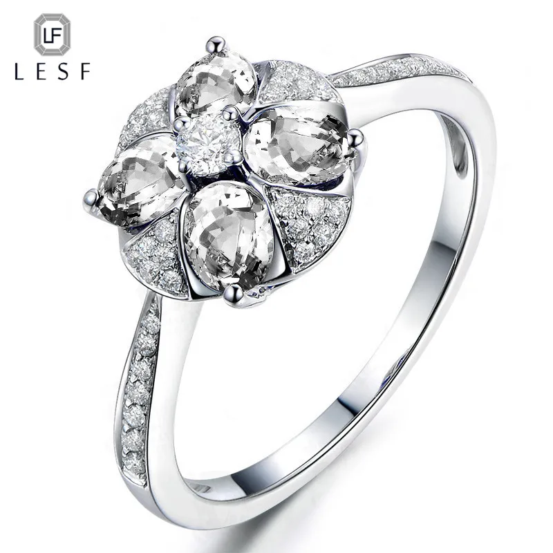 

LESF Flower Shape Luxury 925 Silver Rings Engagement fo marriage 2 ct Oval Cut Sparkling Zircon Romantic Women Brides's Gift