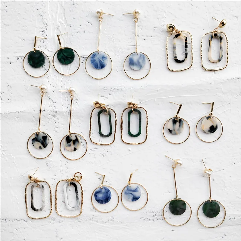 

Fashion Geometric Round Acrylic Tassel Drop Earrings for Women Hollow Rectangle Dangle Earrings Party Girl Gift