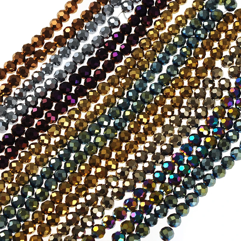 

7colors 6/8/10mm Nature stone Faceted Round Shamballa Hematite Beads Bright Plated Loose Beads For DIY Jewelry Making Bracelet