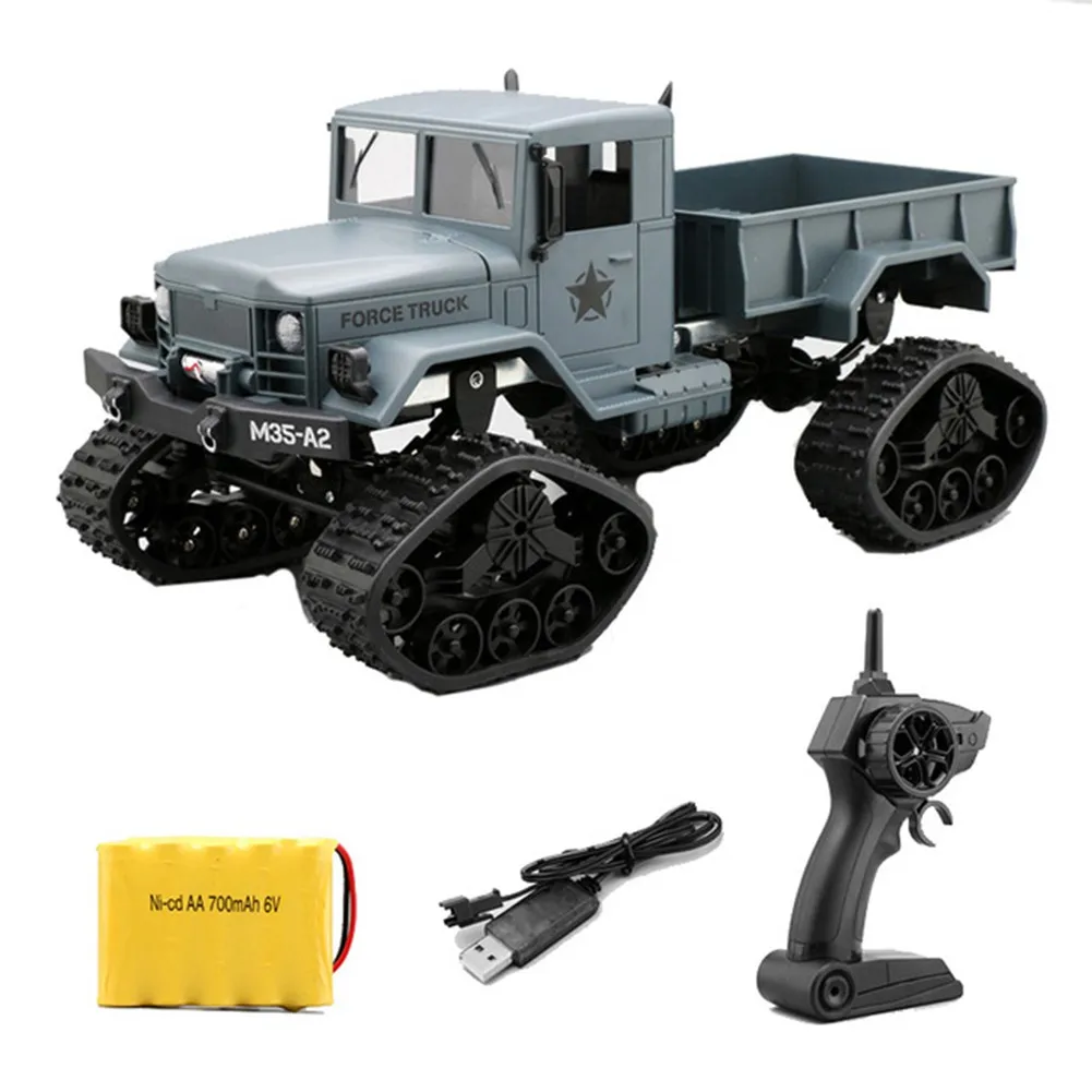 1:16 Full-scale RC Military Truck with WiFi HD Camera FPV Real-time Transmission 4WD Replaceable Tire High Speed RC Car - Color: without camera blue