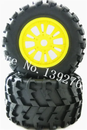 Cheap 4pcs/lot Rubber Sponge Tires Tyre Rim Wheel For RC 1/8 Nitro Power Off Road HSP Hobby Tyranno Monster Truck Remote Control Car