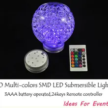 4 шт./партия, центральный свет, многоцветная светодиодная ваза с дистанционным управлением, световая база для украшения свадебной вечеринки