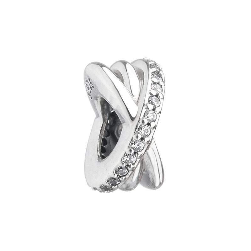 Real 925 Sterling Silver Beads Galaxy Spacer Charm With Clear CZ Fit Original Women Pandora 