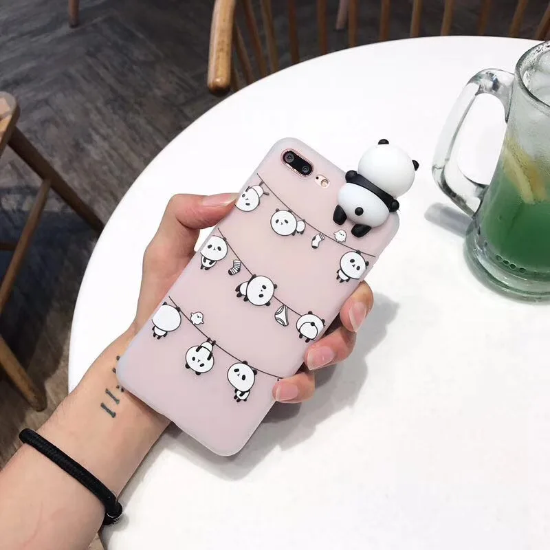 

Cyato 3D Cute Cartoon Panda Case For iPhone X 8 7 6 6s Plus 5 5S SE Case Funny Toys Clear Lovely Bears Shockproof Soft TPU Case