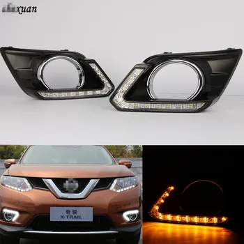 

CSCSNL 1 set LED DRL Daytime Running Lights With turnning yellow signal Light For Nissan X-Trail XTrail X Trail 2014 2015 2016