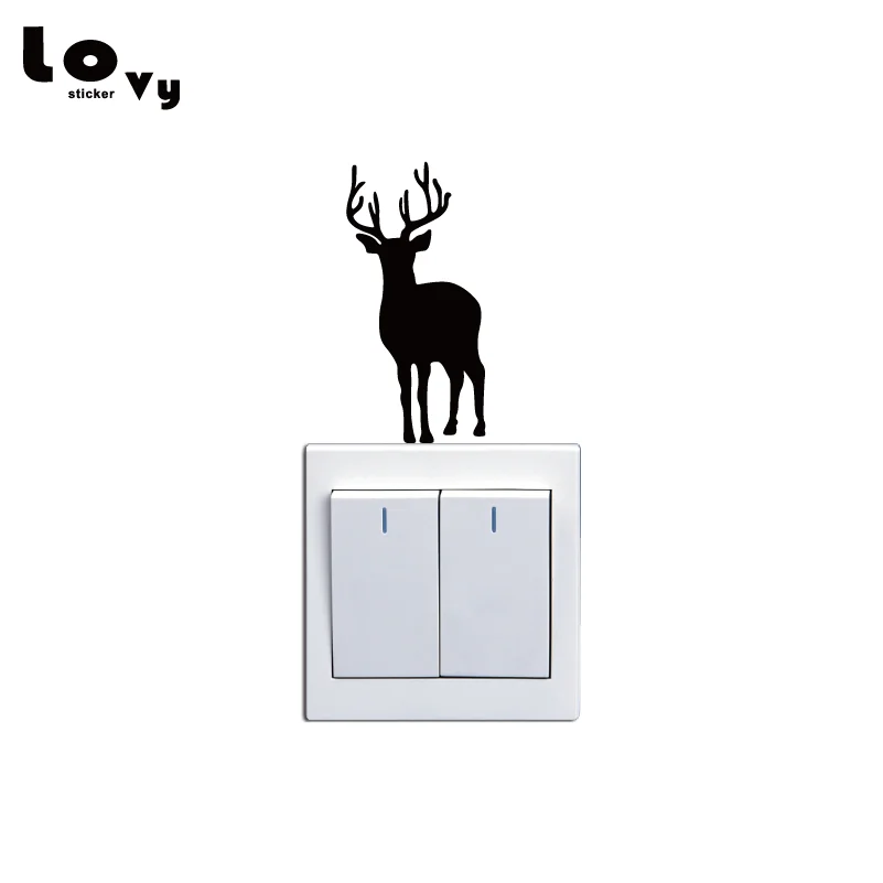 

Deer Silhouette Switch Sticker Funny Cartoon Animal for Kids Room Bedroom Home Decor SW0420