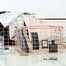 Размер S Скандинавская железная корзина для хранения из розового золота, металлическая корзина для хранения плащей, корзина для приема, корзина для одежды, style-1pc для дома в скандинавском стиле