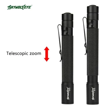 

SKYWOLFEYE Mini Pocket Flashlight Waterproof Telescopic Zoomable 3 Modes Led flashlight with Clip Portable for searching