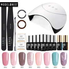 Modelones 36 Вт Светодиодная лампа маникюрные инструменты для ногтей набор смарт-Сенсорная УФ-лампа аппарат для лечения Ногтей 8 шт. Полупостоянный гибридный набор для лаков