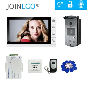 

FREE SHIPPING 9" Color Screen Video Door Phone Intercom System + 1 White Monitor + Waterproof RFID Doorbell Camera + Remote Kit