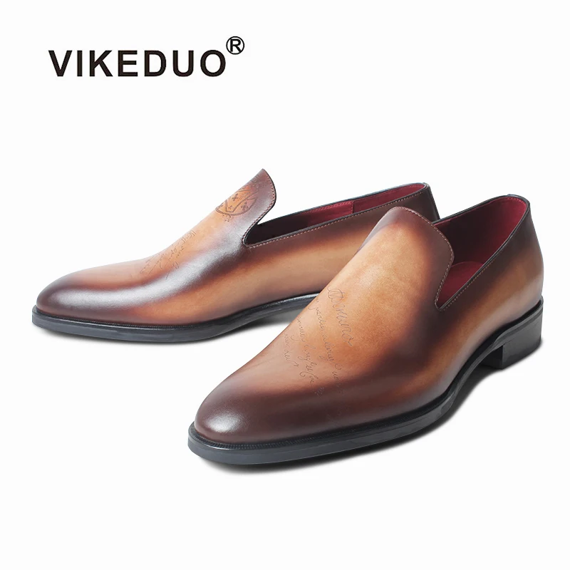 Мужские лоферы VIKEDUO с гравировкой букв Мужская обувь из натуральной кожи без
