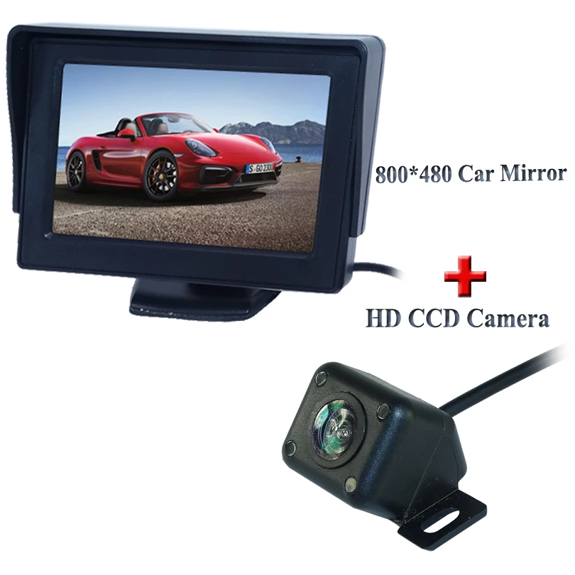 Auto Parkplatz Rückfahrkamera Monitore, 4,3 zoll Auto Rückspiegel Monitor Mit IR Nachtsicht Rückfahrkamera 2 Video-eingang Auto Parkplatz Rückfahrkamera Monitore, 4,3 zoll Auto Rückspiegel Monitor Mit IR Nachtsicht Rückfahrkamera 2 Video-eingang