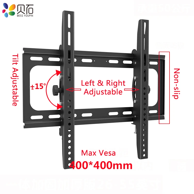 Tilt TV Wall Mount Bracket for Most 26-55 inches LED, LCD, OLED Flat Screen TVs up to 110lbs with VESA 100x100mm to 400x400mm Tilt TV Wall Mount Bracket for Most 26-55 inches LED, LCD, OLED Flat Screen TVs up to 110lbs with VESA 100x100mm to 400x400mm