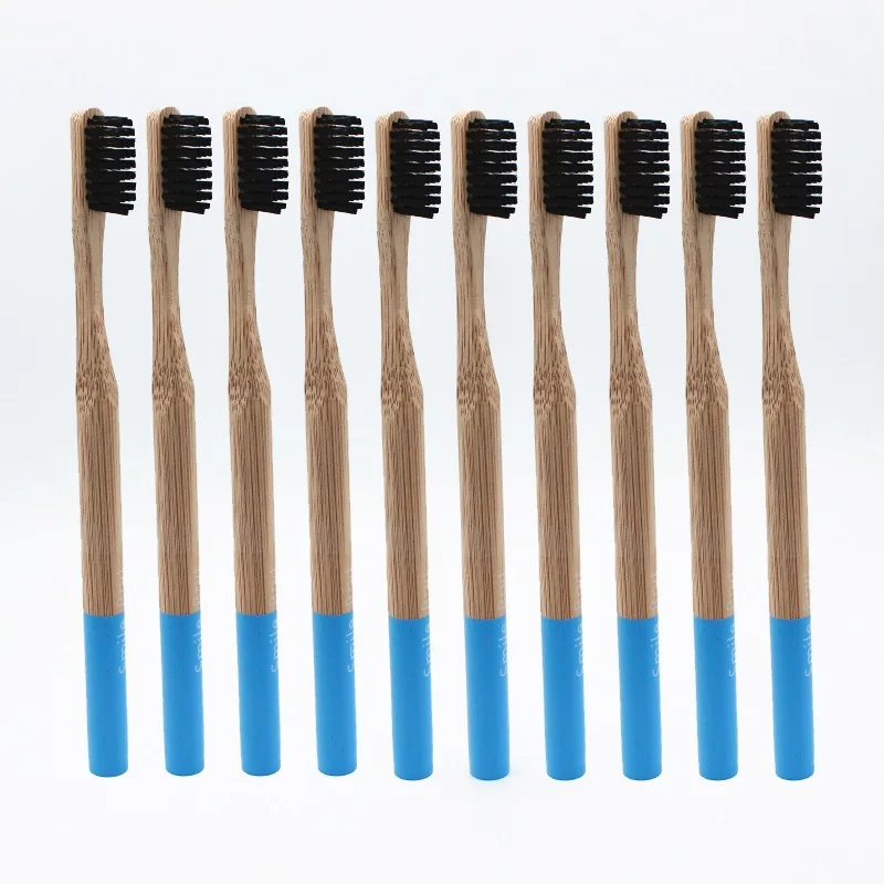 Escova de Dentes de Bambu Escovas de Dente de Fibra de Bambu Cerdas de Bambu Alça de Madeira Ecológica com Cabo Atacado com 10 Macio 5 Escova de dentes de bambu macio, atacado
