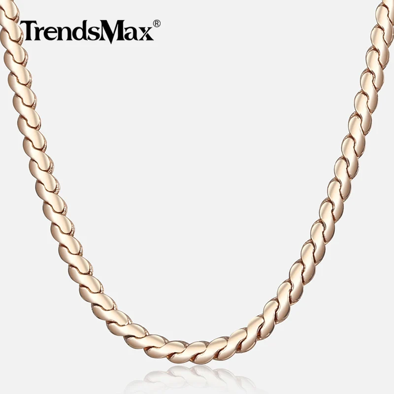Herringbone Rose Gold Necklace Gold Herringbone Chain Women 585