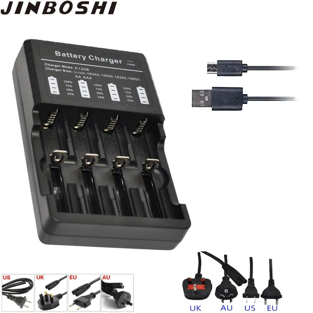 

1pcs 16340 18650 LED Multi-four Charger with USB Cable For 16340, 14500, 18350, 18650,AAA battery for flashlight 18650 Charger