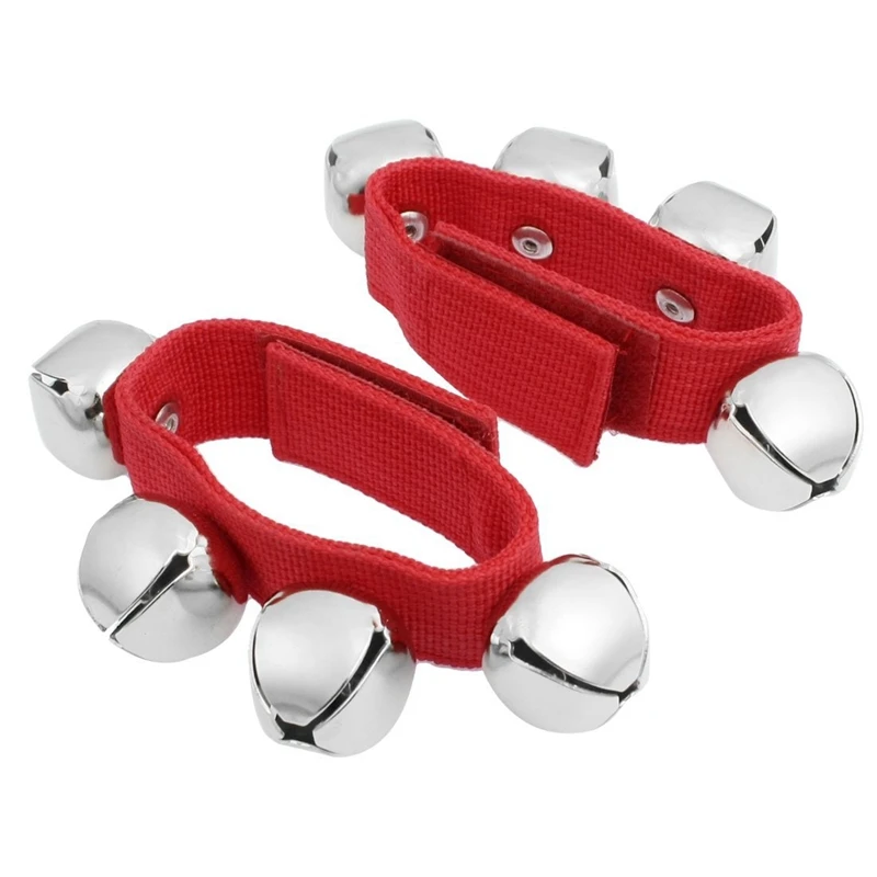 Xmas Christmas Musical Tambourine Wrist Shaking Jingling Bells Pair