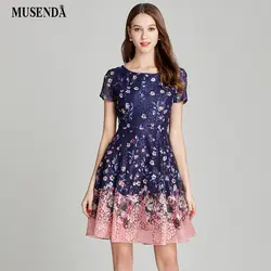 MUSENDA плюс размер женская элегантная Кружевная туника, цветочный принт тонкое платье новый летний сарафан Женские винтажные вечерние платья
