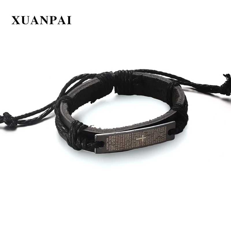 XUANPAI мужской Библейский браслет модный плетеный из натуральной кожи мужские