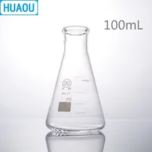 HUAOU 100 мл Erlenmeyer фляжка боросиликатное 3,3 стекло Узкое Горлышко коническая треугольная фляга лабораторное химическое оборудование