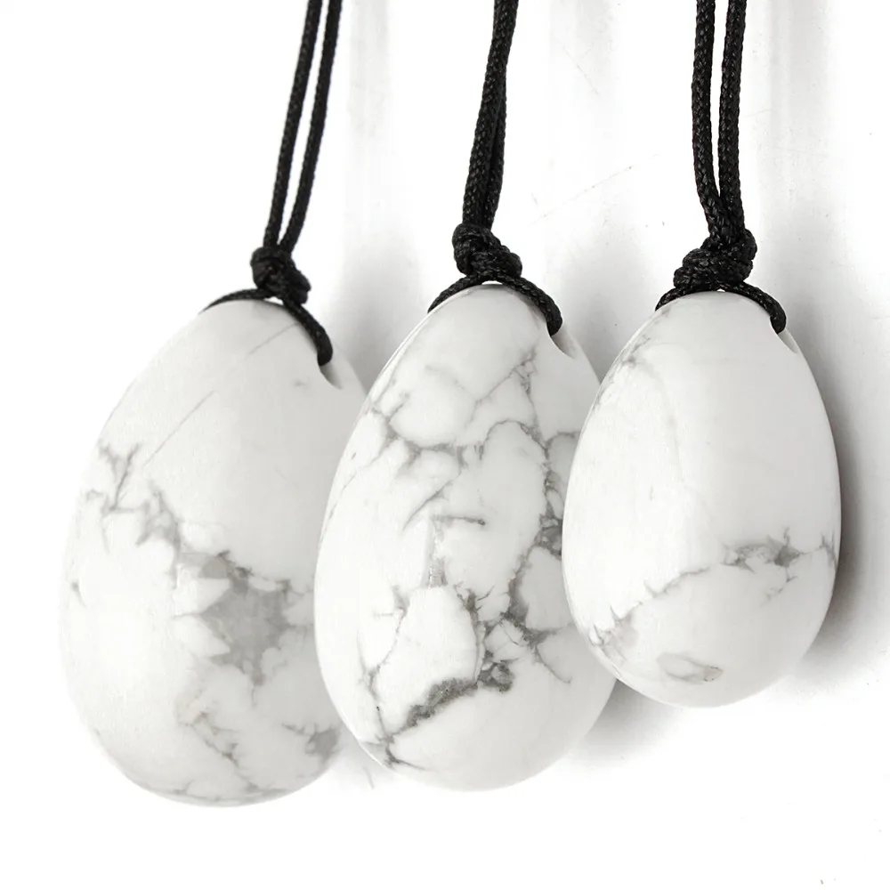 3 قطعة/المجموعة الأبيض Howlite كريستال البيض مع حبل يوني البيض تدليك اليد مدلك الكرة ل كرة التمرين تدليك العناية بالصحة