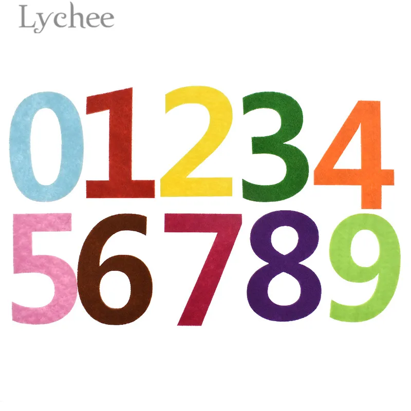 

Lychee 10pcs Mixed Color Number Felt 0-9 Pattern Felt Material DIY Home Children Room Decoration Crafts