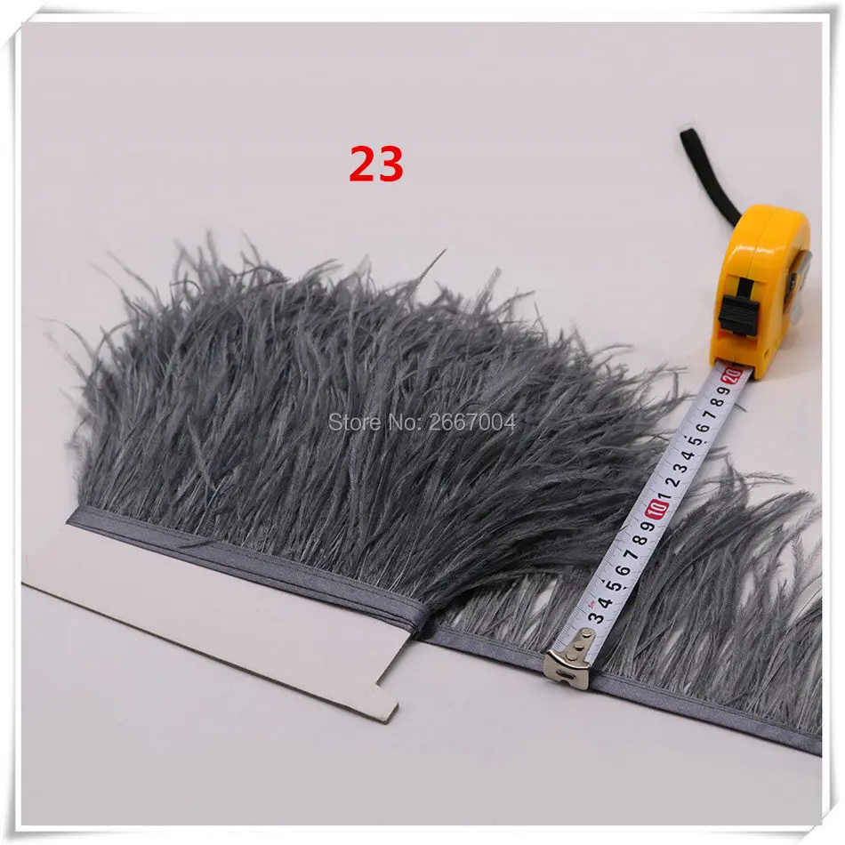 20 dark gray ostrich feather fringe 5_
