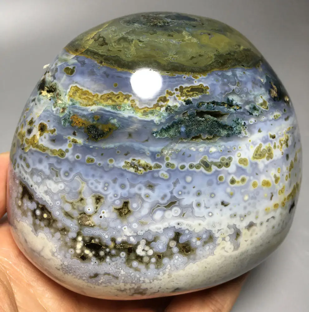 

1100G Raw NATURAL OCEAN JASPER QUARTZ CRYSTAL sphere B HEALING crystal glass