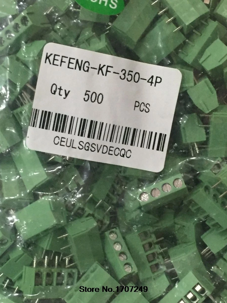 500 шт./лот KEFENG KF350-3.5-4P KF350-4P KF350 4Pin 3,5 мм прямой вывод pcb Винтовые клеммы разъема(шаг: 3,5 мм) по ограничению на использование опасных материалов в производстве