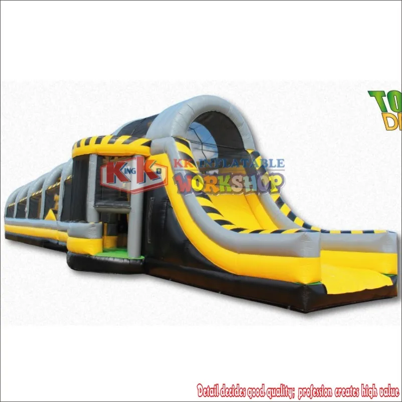 60ft Commercial Outdoor Amusement Park Toxci Wipeout Inflatable Obstacle Course