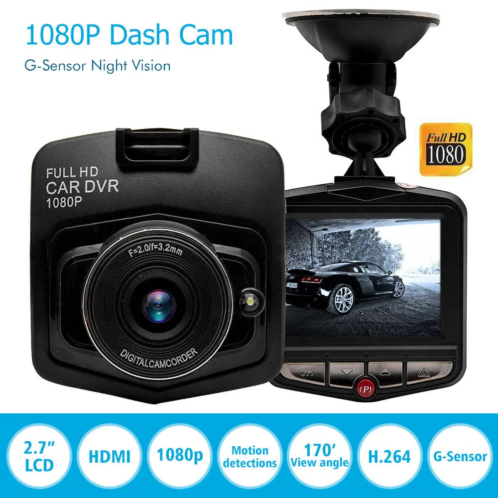 2.4'' FHD 1080P LCD Dash Cam DVR Full HD 1280*720 Resolution Car Video Recorder Night Vision Dash Cam G-Sensor 170 Degree Angle
