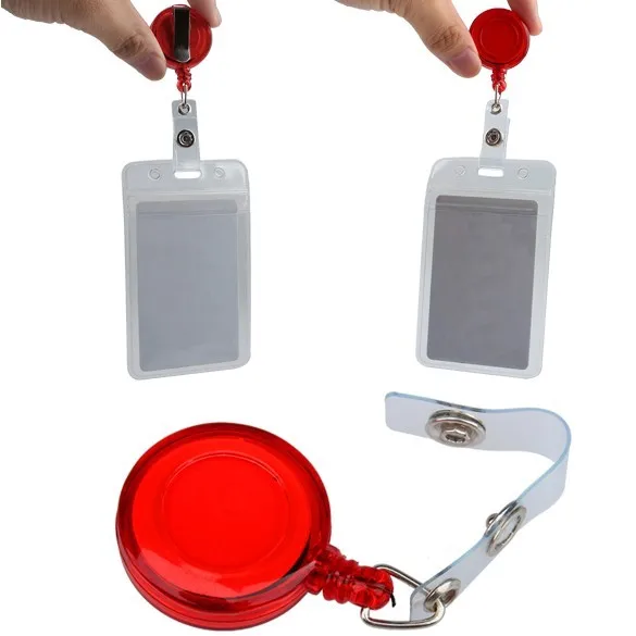 

Durable Retractable Yo Yo Key Ring PULL CHAIN Belt Clip ID CARD Holder - Red