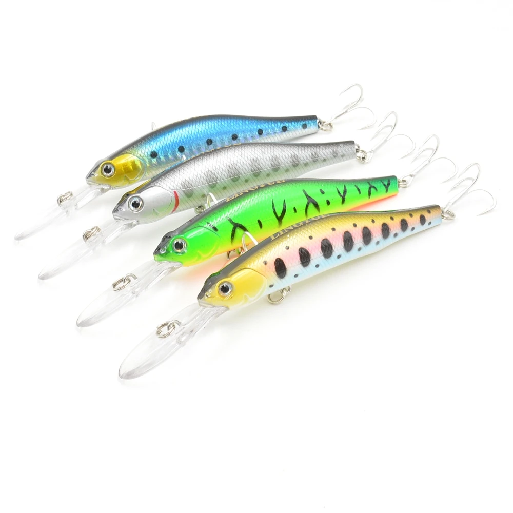 

10pcs 12cm 13.4g Long Tongue Minnow Fishing Lure Slow Sinking Crankabits Wobbler VMC Hooks Hard Baits Far-casting Magnet System