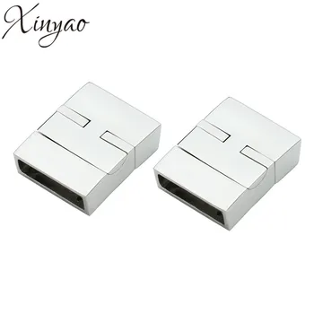 

Stainless Steel Flat Magnetic Clasps For Jewelry Making Fit 11.5*4mm/16*4.5mm Leather Cord End Caps Necklace Connectors F5224