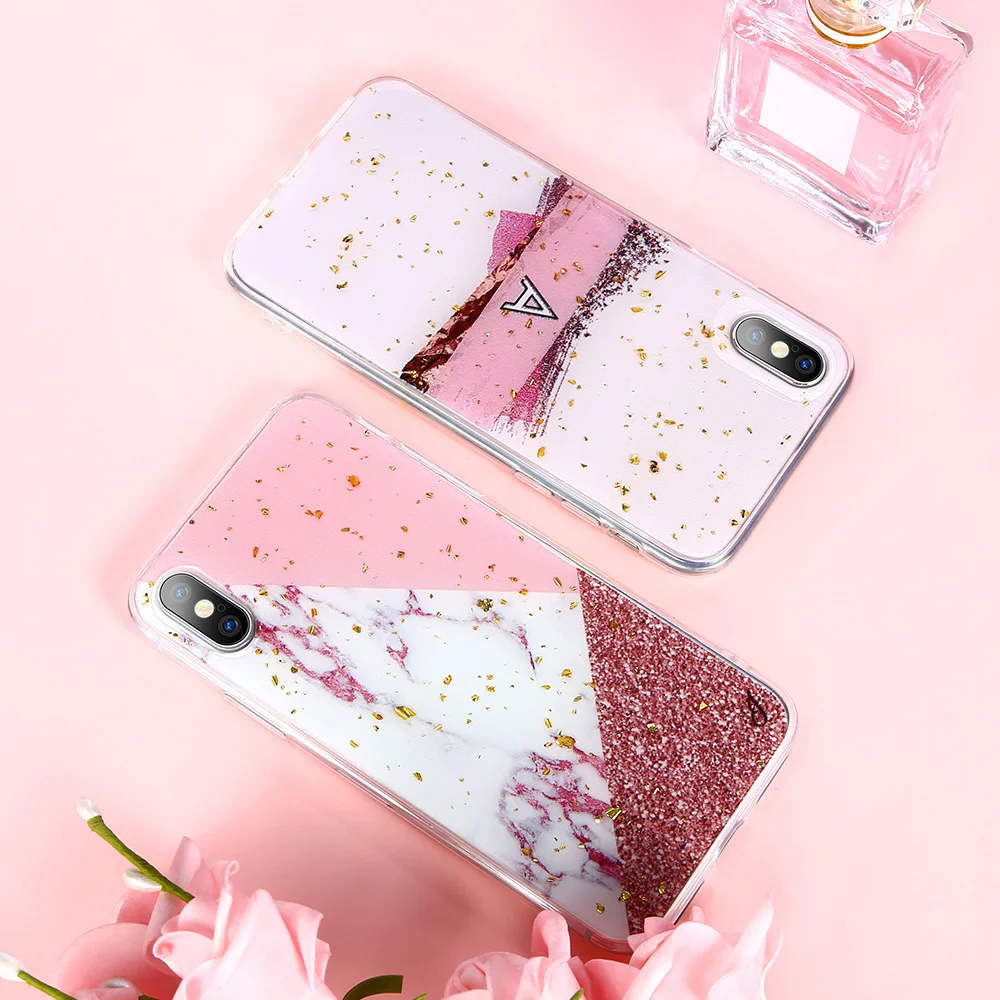 

Marble TPU Phone Case For iPhone X XS XR Xs MAX 7 Plus 8 Plus Case Glitter Cover For iPhone 7 8 6 6s 6 Plus 6s Plus Case Cover