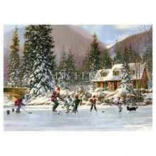 5D DIY Алмазная картина хоккейный пруд зимнее искусство Вышивка крестиком Алмазная вышивка пейзаж полная мозаика домашний декор детские подарки