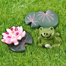 3 шт. миниатюрный полимерный цветок лотоса Набор лягушек DIY микро садовое растение цветочный горшок бонсай кукольный домик настольные украшения