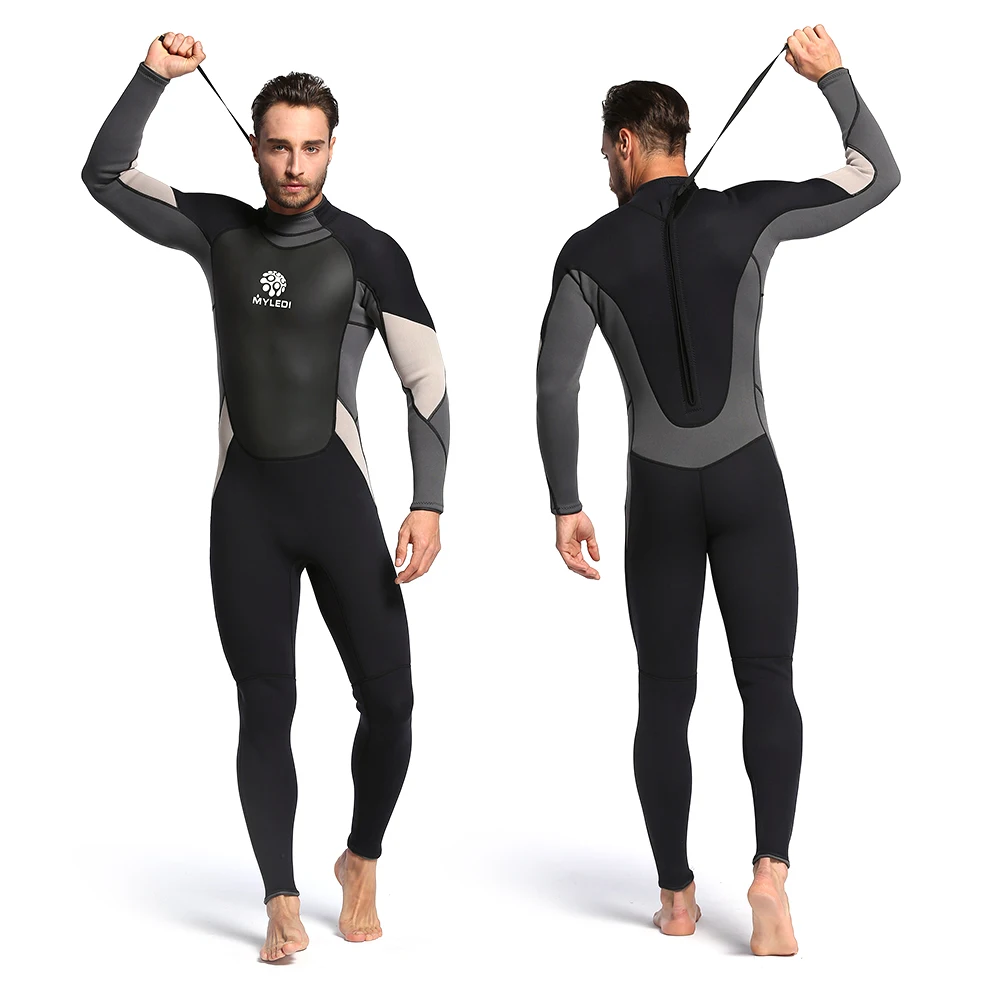 

Men's 3mm Back Zip Full Body Wetsuit Diving Suit Neoprene Warm Anti-UV Protection Diving Suit Swimming Surfing Snorkeling Suit