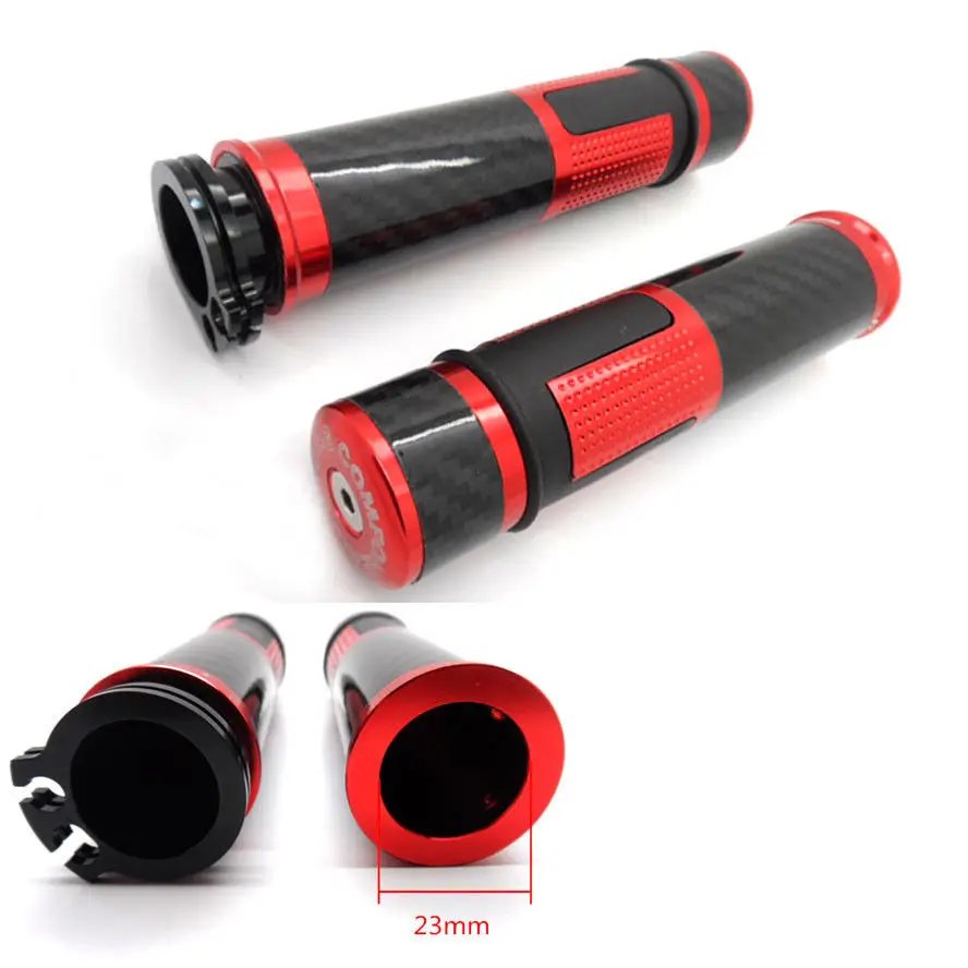 

BBQ@FUKA New Red Motorcycle 7/8" Carbon Fiber Handle Bar Hand Grips Bar Ends Fit For Honda Suzuki yamaha FJ1200