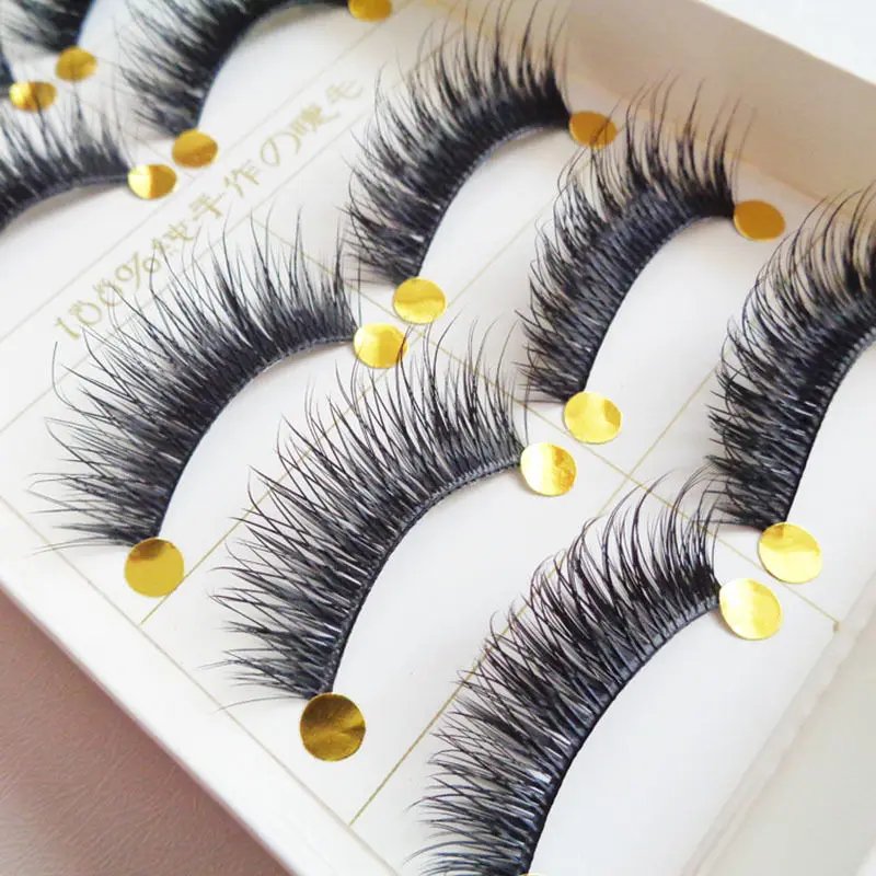 

5 Pairs/set Natural Eye Lashes Makeup Handmade Thick Long Fake Cross False Eyelashes