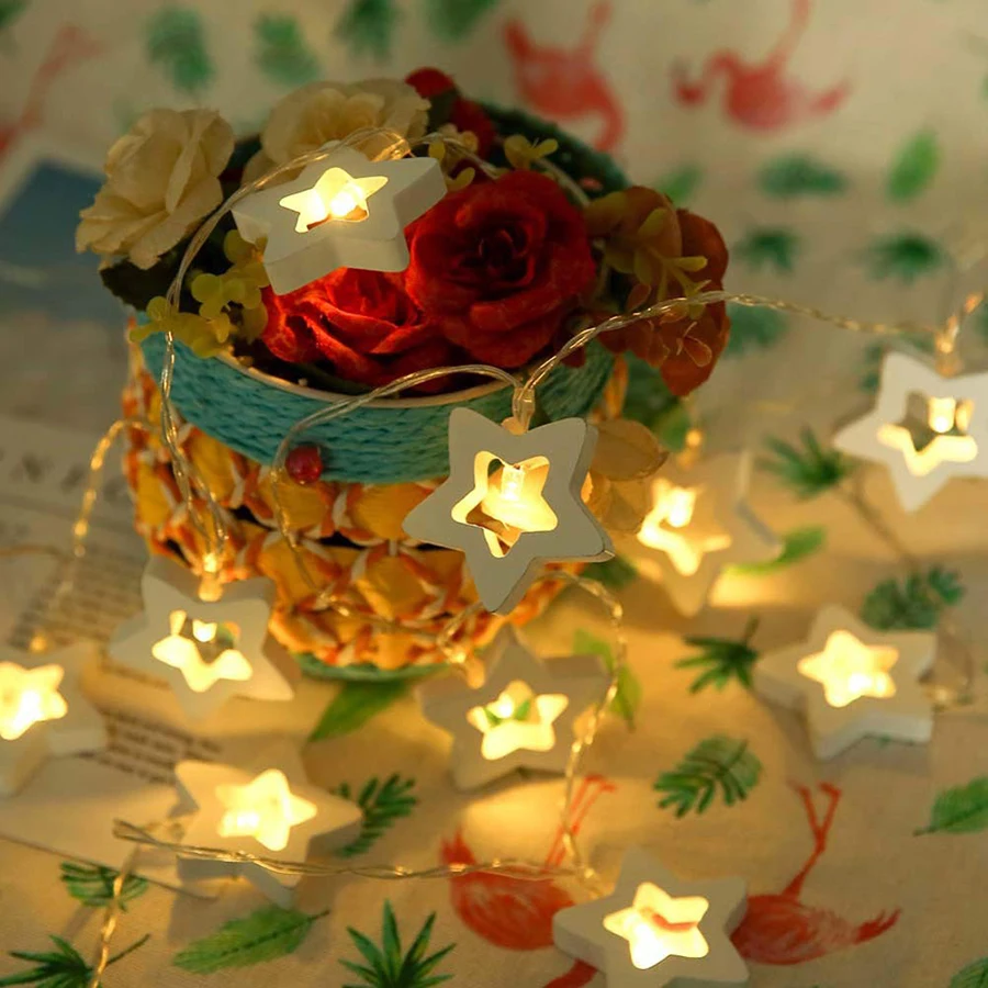 1 м, 2 м, 3 м, деревянный светодиодный светильник в форме звезды, сказочные гирлянды на батарейках, Праздничные рождественские елки, вечерние, свадебные украшения, сказочные огни